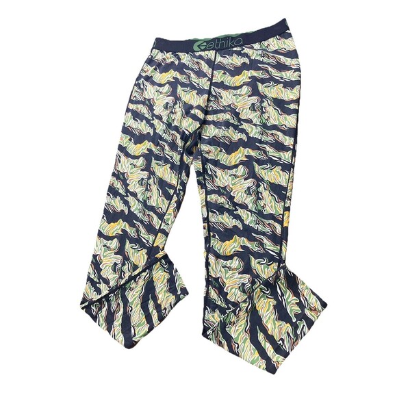 Ethika Sz Medium Ankle Tight Yoga Pants Leggings Milan Camo Yellow Green Black - Picture 5 of 6